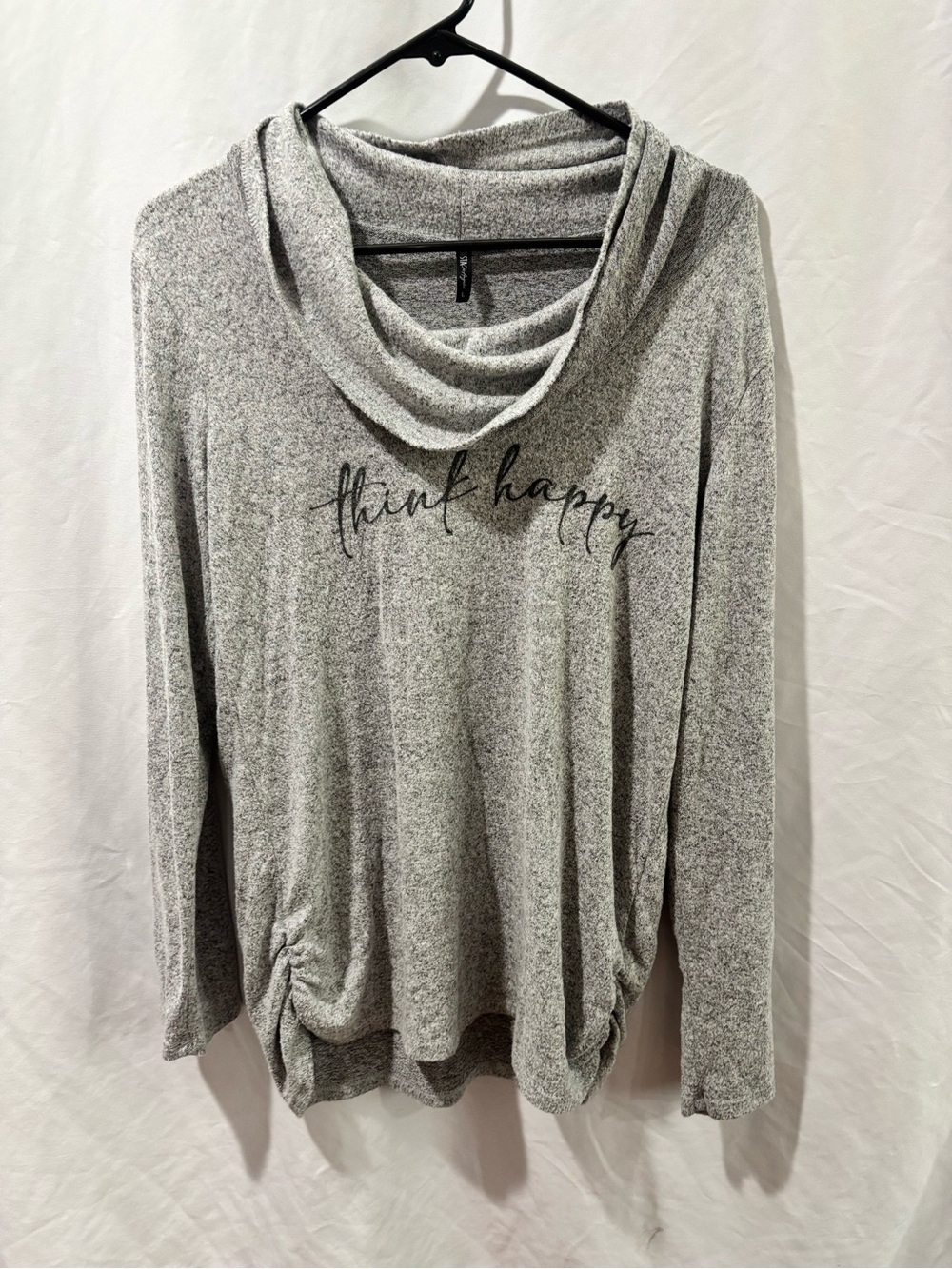 Think Happy Gray Cowl Neck Long Sleeve Top